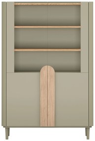 Vitrină Amilio 100 cm pentru living - eucalipt / stejar baltic dune / mânere stejar natural