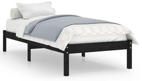 809986 vidaXL Cadru de pat single, negru, 90x190 cm, lemn masiv