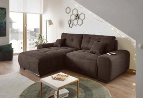 Coltar extensibil, Alvi, cu sezlong interschimbabil, 267 x 91 x 185 cm, espresso