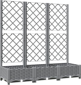 vidaXL Jardinieră de grădină cu spalier gri deschis 120x40x121,5 cm PP
