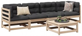 Set canapele de grădină cu perne, 5 piese, lemn masiv de pin