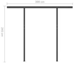 Copertina retractabila automat cu stalpi, antracit, 3x2,5 m Antracit, 3 x 2.5 m