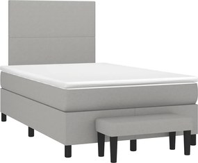 vidaXL Pat box spring cu saltea, gri deschis, 120x190 cm, textil