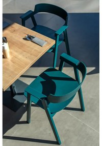 Scaun de dining petrol cu cotiere din lemn de stejar Flip – Gazzda