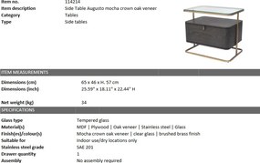 Masuta laterala cu sertar design elegant LUX Augusto cafeniu 114214 HZ