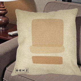 Perna Decorativa Abstract Forme Bej Poudre, 40x40 cm, Crem, Husa Detasabila, Perna Inclusa, BEKZ®