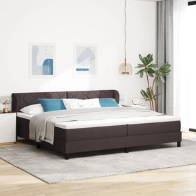 vidaXL Pat box spring cu saltea, maro închis, 200x200 cm, textil