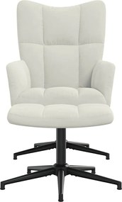 vidaXL Scaun de relaxare cu taburet, alb crem, catifea