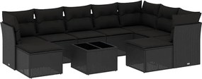 vidaXL Set canapele de grădină cu perne, 10 piese, negru, poliratan