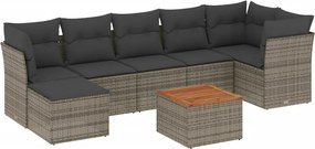 vidaXL Set canapele de grădină cu perne, 8 piese, gri, poliratan