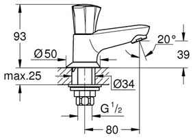 GROHE 20404001 - Baterie monocomandă pentru lavoar COSTA L, DN 15, crom lucios