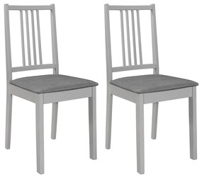 vidaXL Scaune de bucătărie cu perne, 2 buc., gri, lemn masiv