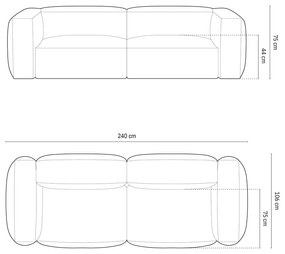 Canapea modulară maro deschis cu tapițerie din catifea 240 cm Martina – Micadoni