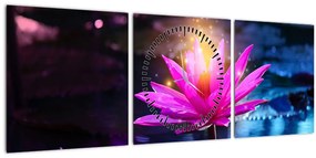 Tablou cu lotus pe apă (cu ceas) (90x30 cm)
