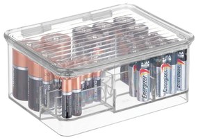 Organizator transparent compartimentat cu capac iDesign Linus, 17 x 14 cm
