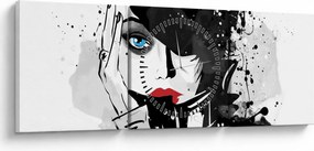 Tablou - Femeia misterioasă (cu ceas) (90x30 cm)