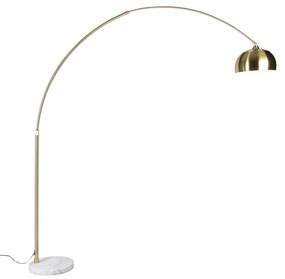 Lampă de podea arcuită din alamă cu bază din marmură albă reglabilă - XXL