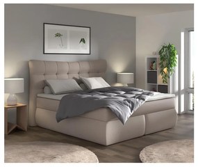 Pat saltea boxspring SOFIA 180x200 cm, bej, cu topper inclus