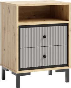 Noptiera PARII PA14, stejar artisan/gri, PAL laminat, 50x37x68 cm