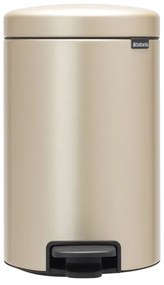 Cos de gunoi cu pedala Brabantia NewIcon 1003201, 12 L, Inchidere lina, Baza antiderapanta, Auriu metalic
