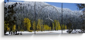 Tablou - munții înzăpeziți iarna (cu ceas) (90x30 cm)