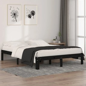 810374 vidaXL Cadru de pat King Size, negru, 150x200 cm, lemn masiv