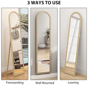 Oglindă HOMCOM de Podea și de Perete cu Suport, efect de Piatră, 40x160cm, Bej. | Aosom Romania