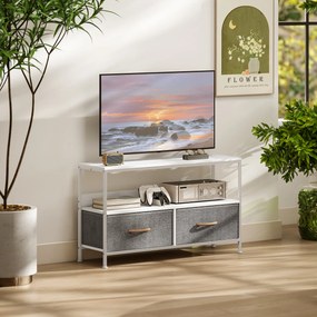 HOMCOM Mobilier TV pentru 47" cu Sertare Pliabile din Material Textil și Raft din Metal și MDF, 98x29x56 cm, Negru | Aosom Romania