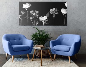 Tablou flori elegante alb-negru