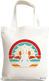 Sacosa de Panza pentru Cumparaturi, Geanta Tote Yoga 18, 38x34.5 cm, Alba, BEKZ®