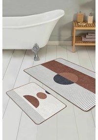 Covorașe de baie albe-maro 2 buc. 60x100 cm – Mila Home