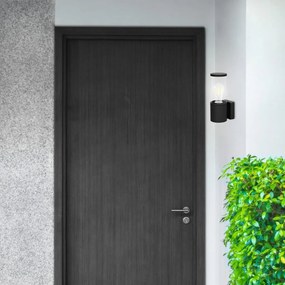 Aplica de perete pentru iluminat exterior IP44 Wellington negru mat, transparent