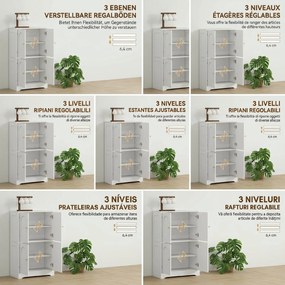 HOMCOM Comodă Bucătărie, Dulap Bucătărie cu 2 Dulapuri, 4 Uși Arcuite, 2 Rafturi Reglabile, cu Dispozitiv Anti-Răsturnare, 60x30x110 cm, pentru Sala de Masă, Living, Alb | Aosom Romania