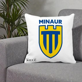Perna Personalizata Minaur Baia Mare Fotbal, 40x40 cm, Alba Mata, Husa Detasabila, Perna Inclusa, BEKZ®
