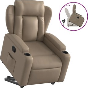 vidaXL Fotoliu rabatabil cu ridicare, cappuccino, piele ecologică
