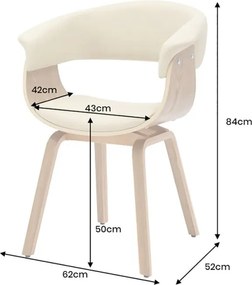 Scaun retro imitatie piele bej crem, lemn furniruit ORGANIC