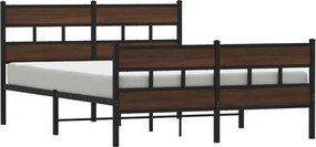 vidaXL Cadru pat metalic fără saltea, stejar maro, 150x200 cm