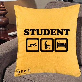Perna Decorativa Student Life, 40x40 cm, Galben, Husa Detasabila, Perna Inclusa, BEKZ®