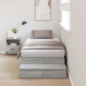 vidaXL Cadru de pat cu depozitare Gri Sonoma 90x200 cm