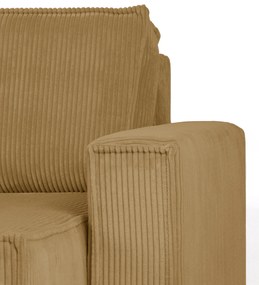 Canapea extensibila cu trei locuri cu taburet SMART SET, mustar