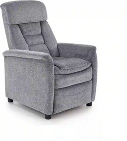 Fotoliu recliner JORDAN, gri/negru, stofa/plastic, 71x85/155x79/106 cm