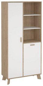Bibliotecă albă-în culoare naturală cu aspect de lemn de stejar 89x188x40 cm Ikast – Tvilum