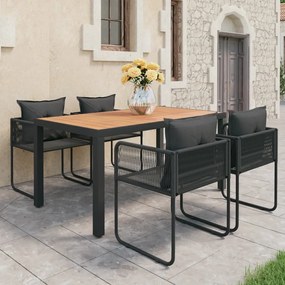 vidaXL Set mobilier masă de grădină, 5 piese, negru și maro, ratan PVC