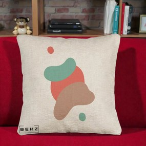 Perna Decorativa Abstract Forme Fluide Coral, 40x40 cm, Bej Canapea, Husa Detasabila, Perna Inclusa, BEKZ®
