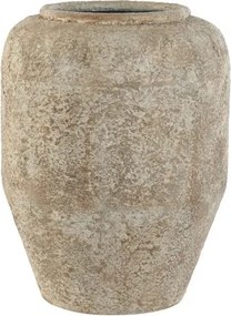Vază decorativă, stil vintage patinat, culoare alb antichizat, din metal, „Aged White”