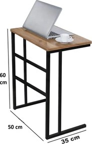 Masuta de cafea in stil industrial,metal-lemn,Homs, seria A-620,50 x 35 x 60 cm, negru/nuc,30316