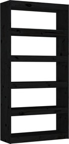 vidaXL Bibliotecă/Separator cameră negru 80x30x167,4 cm lemn masiv pin