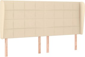 vidaXL Tăblie de pat cu aripioare, crem, 183x23x118/128 cm, textil