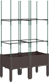 vidaXL Jardinieră de grădină cu spalier, maro, 80x40x142,5 cm, PP