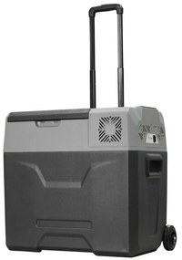 HOMCOM Frigider Auto de 50L cu Panou Touch, Mâner și 2 Roți, 58.6x37.8x54.5 cm, Gri | Aosom Romania